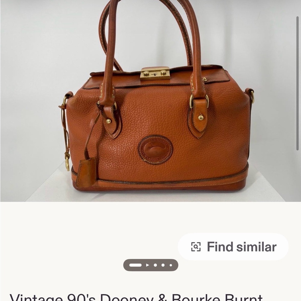 Dooney & Bourke Pebble Leather Satchel in Cognac Brown with Gold Hardware - Picture 12 of 17